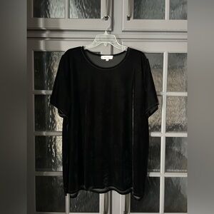 Two by Vince Camuto Black Velvet Short Sleeve Tee